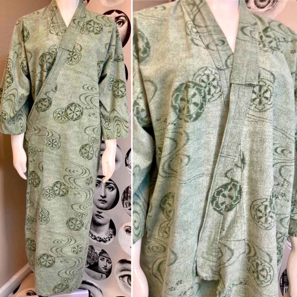 Handmade Vintage Japanese Green Kimono Robe, One Size… Gem